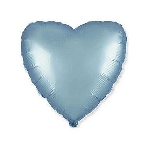 Balão de Festa Metalizado 20" 50cm - Coração Azul Pastel - 01 Unidade - Flexmetal - Rizzo 