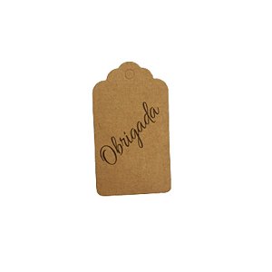 Tag Decorativa Kraft com Furo - OBRIGADA - 10 unidades - Rizzo