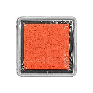 Almofada para Carimbo em Plástico e Espuma - Carimbeira Laranja Escuro 2,5x2,5cm - 01 Unidade - Rizzo