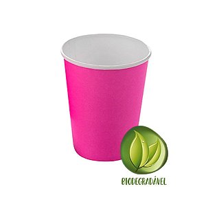 Copo Papel Liso BiodegradÃ¡vel 270 ml  - 10 un - Pink - Silver Festas - Rizzo Confeitaria