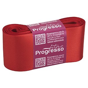 Fita de Cetim CF012 50mm - 10m Cor 1354 Vermelho Tomate - 01 unidade - Progresso - Rizzo