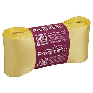 Fita de Cetim CF012 50mm - 10m Cor 242 Amarelo Canário - 01 unidade - Progresso - Rizzo