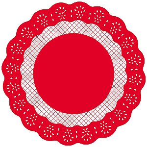 Fundo Rendadinho Redondo Vermelho - 100 unidades - Cromus - Rizzo