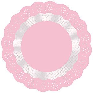Fundo Rendadinho Redondo Rosa - 100 unidades - Cromus - Rizzo