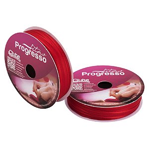 Fita Voal com Cetim Progresso 7mm nº1 - 10m Cor 209 Vermelho - 01 unidade