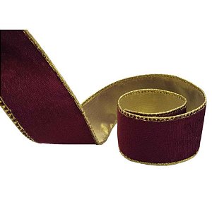 Fita Aramada Vermelho e Ouro 6,3cm x 9,14m - 01 unidade - Cromus Natal - Rizzo