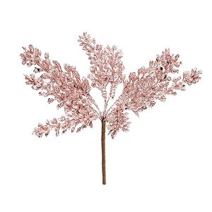 Pick Galho Decorativo - Frutas Rose Gold Com Glitter - 15cm - 01 unidade - Cromus Natal - Rizzo