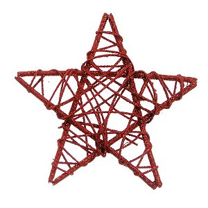 Estrela Rattan Vermelho 15cm - 01 unidade - Cromus Natal - Rizzo