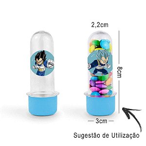 Mini Tubete Lembrancinha Festa Dragon Ball Super 8cm 20 unidades - Azul Claro - Rizzo