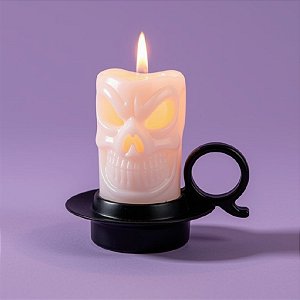 Enfeite Decorativo - Mini Vela Caveira - Branco - Halloween - 01 unidade - Rizzo