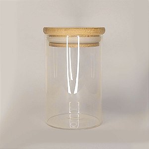 Pote de Vidro Hermético com Tampa de Bambu 10x7cm - Yoss - Rizzo