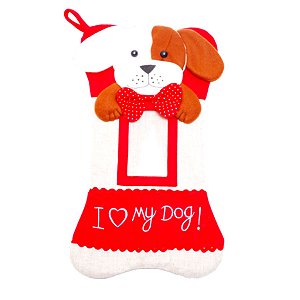 Bota Natalina - Pet Cachorro - Vermelho/Bege - 01 unidade - Cromus Natal - Rizzo