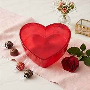 Caixa Acrílica Coração G - Vermelha - 14cm x 14cm x 4,5cm - 01 unidade - Rizzo