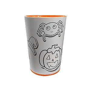 Copo para Colorir Color Cup Halloween Laranja - 01 unidade - Rizzo