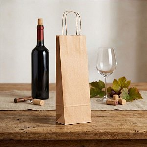 Sacola de Papel Garrafa 35x13x8cm - Kraft - 50 unidades - Cromus - Rizzo