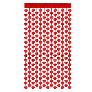 Cortina Decorativa Painel Mágico - 1x2m - Coração - Vermelho - Art Lille