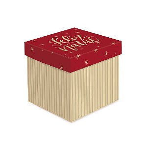 Caixa Cubo com Relevo - Feliz Natal - 01 unidade - Cromus Natal - Rizzo