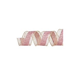 Fita Decorativa Natal Tela Glitter - Rosa - 3,8x914cm - 1 UN - Cromus - Rizzo