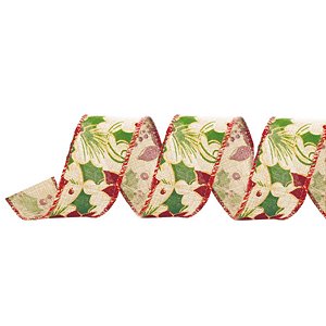 Fita Decorativa Natal Azevinho 3,8cmx9,14 - 1 Unidade - Cromus - Rizzo