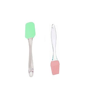 Kit Pincel e Espátula de Silicone Cores Sortidas 2pçs 01 unidade Fenima Rizzo Confeitaria