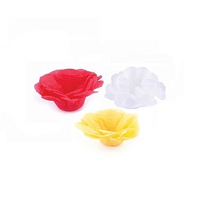 Forminha Flor - AS Seda - Amarelo Vermelho Branco - 50 UN - MaxiFormas - Rizzo