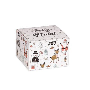 Caixa Quadrada Natal Retro Branca 10 Unidades Decora Doces Rizzo