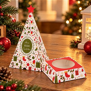 Caixa Arvore Panetone Magia de Natal 03 Unidades Decora Doces Rizzo
