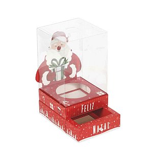 Caixa Vitrine Com Gaveta de Natal Panetone 250g 01 Unidade Decora Doces Rizzo