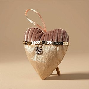 Kit Corações Decorativos para Pendurar - Rosê/Nude - 10cm - 03 unidades - Natal Tok da Casa - Rizzo