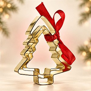 Kit Cortadores Pinheiro Dourado Kitchenware - 03 unidades - Cromus - Rizzo