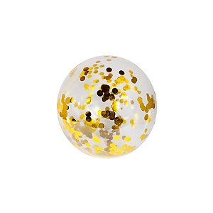 Balão Bubble Transparente com Confete Bolinha Dourado - 11" 26cm - 01 Unidade - Partiufesta - Rizzo