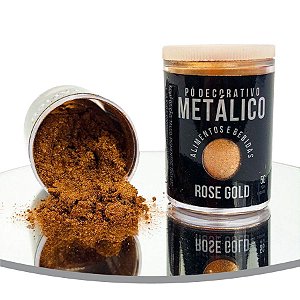Pó Decorativo Glitter Metálico Rose Gold  Para Alimentos 5g - 01 Unidade - Sonho Fino - Rizzo
