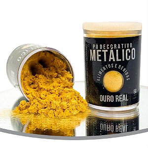 Pó Decorativo Glitter Metálico Ouro Real Para Alimentos 5g - 01 Unidade - Sonho Fino - Rizzo