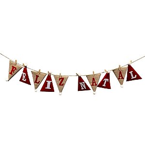 Faixa Decorativa - Feliz Natal - Juta - Ref NTA10494 - 1 UN - Rizzo Embalagens