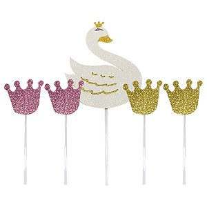 Topo de Bolo - Cisne & Coroas - 1UN - Ref 2208 - Vivarte - Rizzo