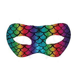 Fantasia Carnaval - Máscara Holográfica - Sereia - Arco-íris - 01 UN - Cromus - Rizzo