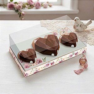 Caixa para Coração Lapidado 200g /18g / 18g - Serena - 06 Unidades - Cromus - Rizzo