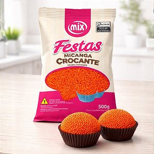Confeito Miçanga - Laranja - 500g - 01 unidade - Mix