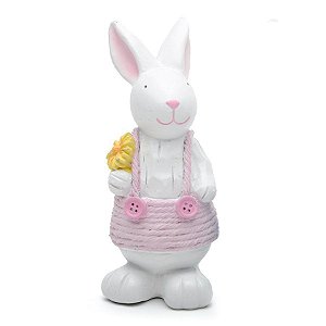 Coelhinha Decorativa Resina Jardineira Rosa - Cromus - 01 un - Rizzo