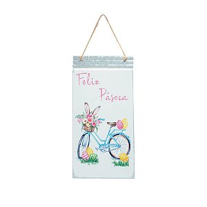 Placa Decorativa Metálica Bicicleta Páscoa - Cromus - 01 un - Rizzo Confeitaria