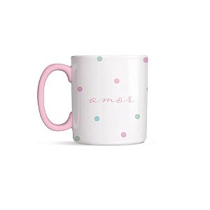 Caneca Color Dots Rosa Amor 300 mL - Cromus - 01 un - Rizzo Confeitaria