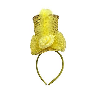 Tiara Luxo Carnaval com aplique Cartola  - Amarelo - Mod 201 - 01 unidade - Rizzo