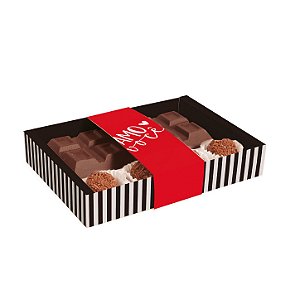 Caixa Tablete 300g com Docinhos Tons de Chocolate 17,5x13x3,2cm - 10 Unidades - Cromus - Rizzo