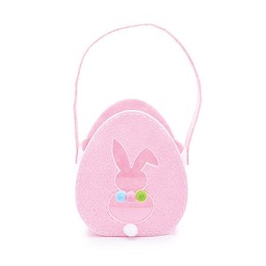 Cesta em Feltro para Ovinhos Coelho de Páscoa Rosa P - 11,5cm x 10cm x 6,5cm - 1 unidade - Cromus Páscoa - Rizzo Confeitaria