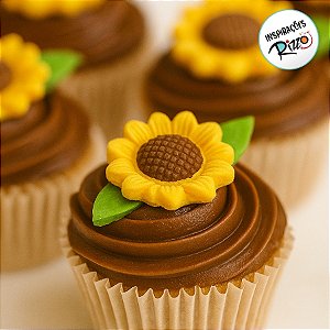 Mini Confeito - Girassol Pequeno - 8 Girassol e 8 Folhas - Abelha Confeiteira - Rizzo