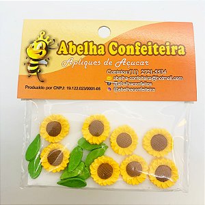 Mini Confeito - Girassol Pequeno - 8 Girassol e 8 Folhas - Abelha Confeiteira - Rizzo