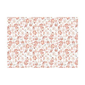 Papel Manteiga Doce Aconchego Coelhas Florida Rosa - 1 unidade Pct. c/ 25 unds. - Decora Doces Ltda - Rizzo Confeitaria