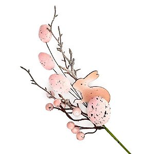 Galho Pick Decorativo de Páscoa com Ovo - Rosa - 40cm - 1 unidade - Rizzo