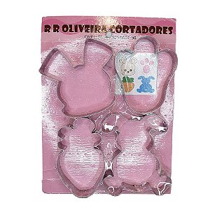 Kit Cortadores de Páscoa com 4 peças Coelhos, Cenoura e Pata - 1 unidade - RR Cortadores - Rizzo