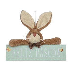 Placa com Boneco Coelho de Páscoa Verde - 1 unidade - Rizzo